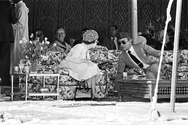 Queen Elizabeth II state visit to Marrakesh, Morocco. The Queen sits alongside King