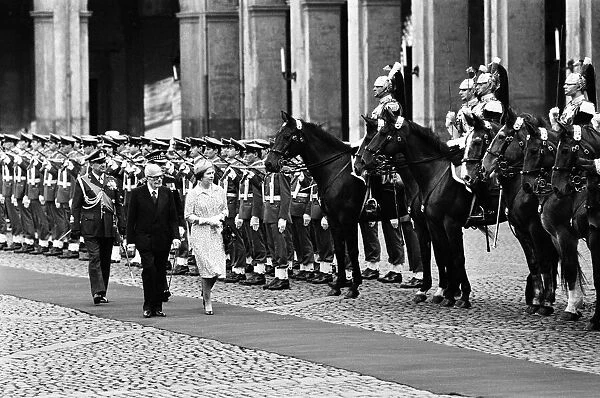 Queen Elizabeth II state visit to Rome, Italy. The Queen is pictured with Sandro Pertini