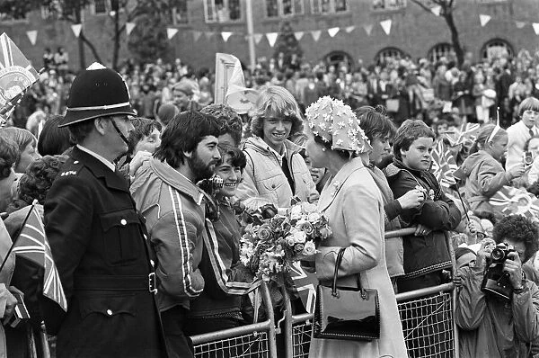 Queen Elizabeth II during her visit to Dudley, the West Midlands for her Silver Jubilee
