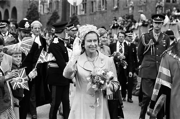 Queen Elizabeth II during her visit to Dudley during her Silver Jubilee tour