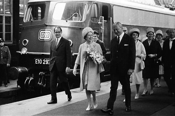 Queen Elizabeth II, during her visit to West Germany. Pictured at Schwabish Hall