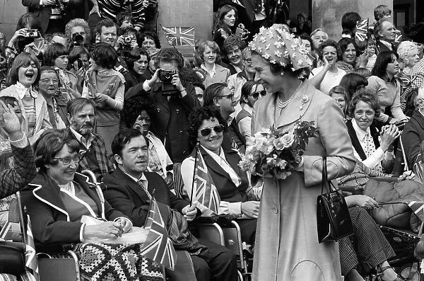 Queen Elizabeth II visiting Birmingham during her Silver Jubilee tour. West Midlands