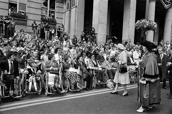 Queen Elizabeth II visiting Birmingham during her Silver Jubilee tour. West Midlands