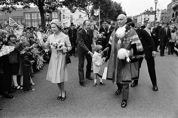 Queen Elizabeth II visiting Dudley during her Silver Jubilee tour. West Midlands