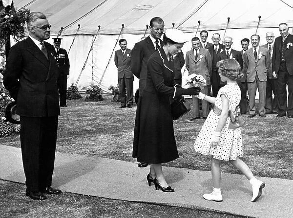 Queen Elizabeth II visiting Wales. The Queen with the Duke of Edinburgh