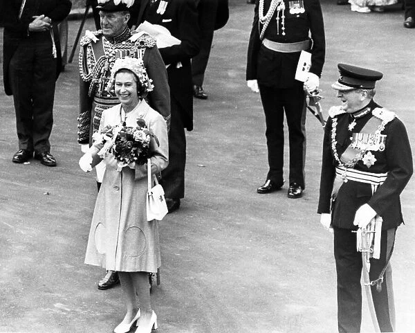 Queen Elizabeth II visiting Wales during the silver jubilee tour