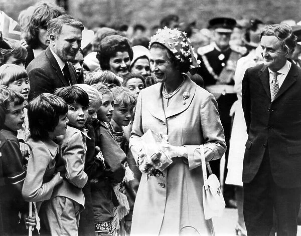 Queen Elizabeth II visiting Wales during the silver jubilee tour