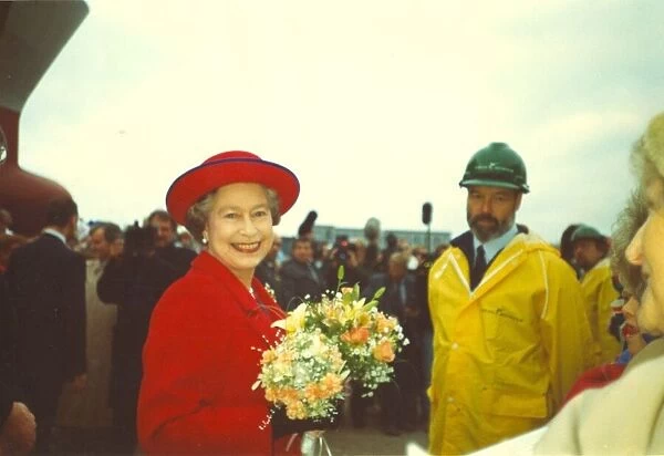 Queen Elizabeth II visits the North East - at Swan Hunter Shipyard to launch the James