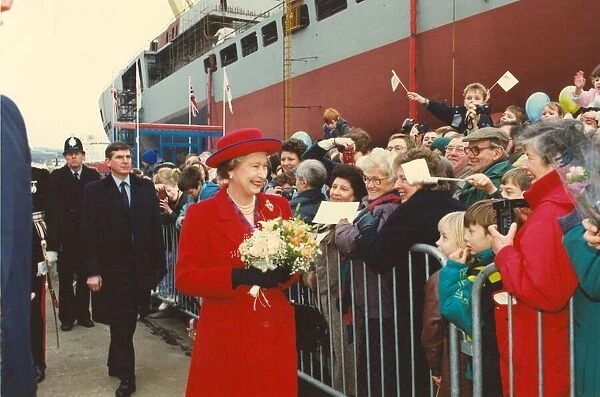 Queen Elizabeth II visits the North East - at Swan Hunter Shipyard to launch the James