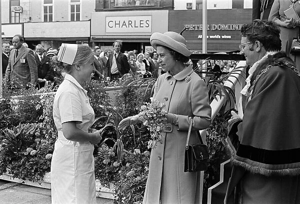 Queen Elizabeth II visits Stockton Town Centre during her Silver Jubilee tour