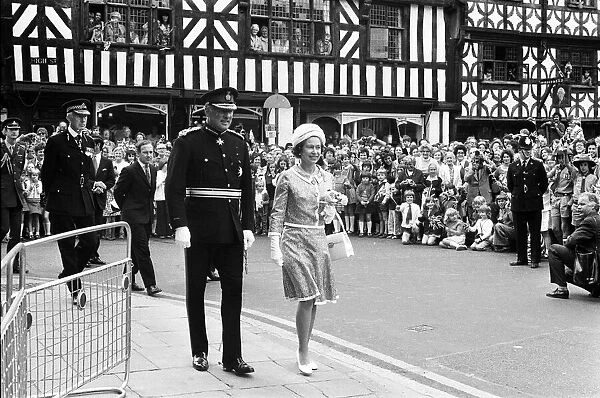 Queen Elizabeth II visits Stratford-upon-Avon. Accompanied by Mr C. M