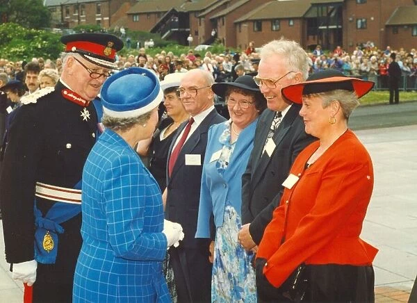 Queen Elizabeth II visits the town of Bedlington in Northumberland - The Queen meeting