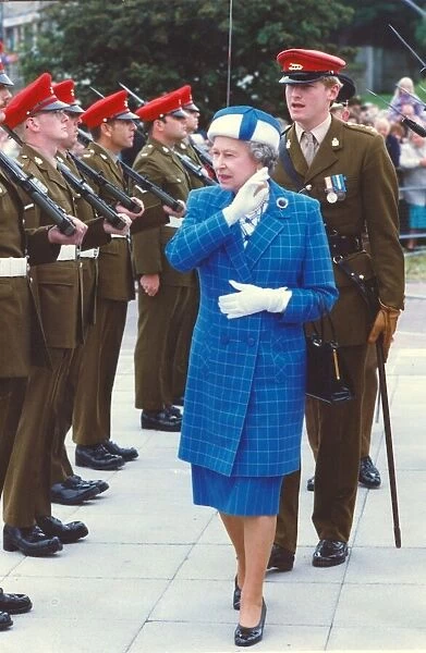 Queen Elizabeth II visits the town of Bedlington in Northumberland - walking past
