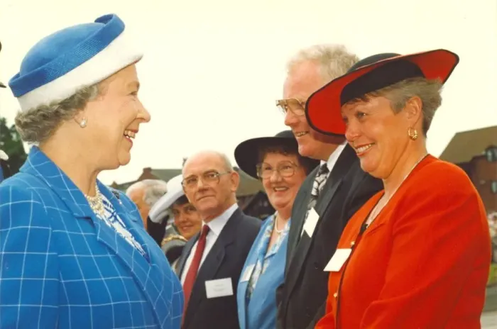 Framed Print : Queen Elizabeth II visits the town of Bedlington in Northumberland - The Queen meeting