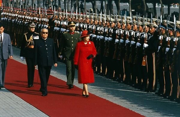 Queen Elizabeth and Prince Philip - The Queen with Chinese President Li Xiannian review