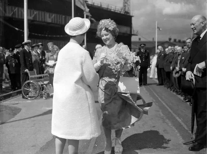 Framed Print : Queen Elizabeth the Queen Mother in the North East region to launch