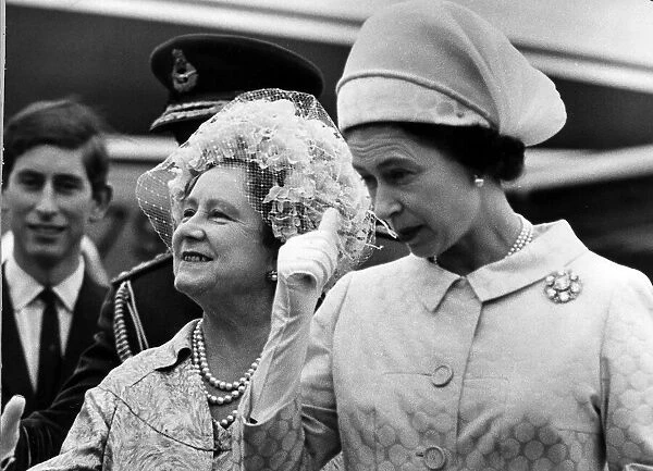 Queen Elizabeth Queen Mother and Prince Charles visit RAF Central Flying School