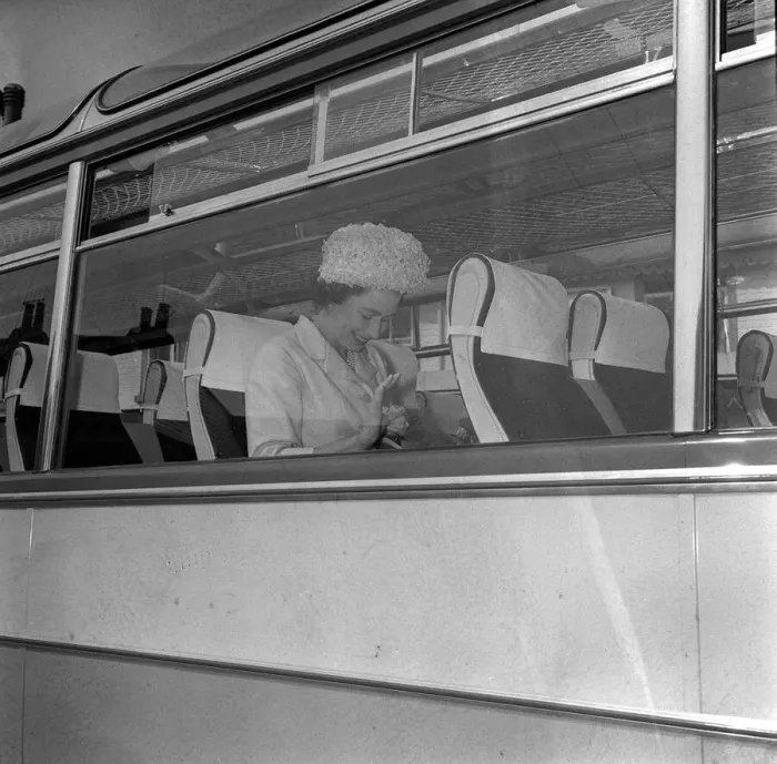 Framed Print : Queen Elizabeth sitting on a coach April 1963 Framed Print : Queen Elizabeth sitting on a coach April 1963