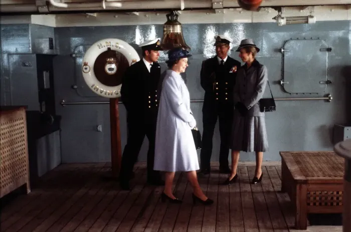 Framed Print : Queen greets Prince Andrew on return from Falklands 1982 with Prince Philip Framed Print : Queen greets Prince Andrew on return from Falklands 1982 with Prince Philip
