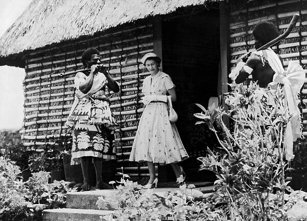 The Queen at Lautoka in Fiji, with the governer Sir Ronald Garvey. 29th Dec 1953