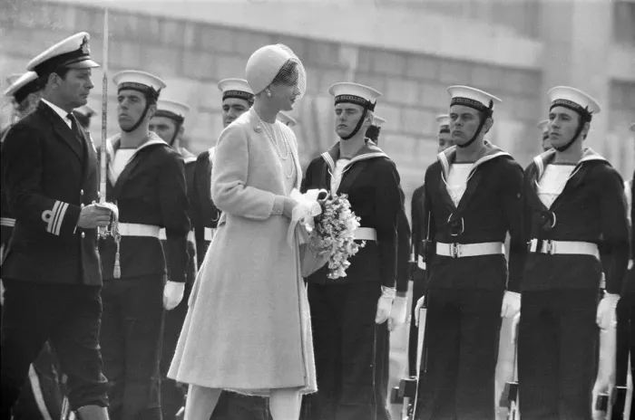 Framed Print : Queen Margrethe of Denmark, arrives by boat at Greenwich to start her State Visit Framed Print : Queen Margrethe of Denmark, arrives by boat at Greenwich to start her State Visit
