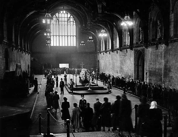 Queen Mary Lying in State in Westminster Hall People passing past the Coffin with