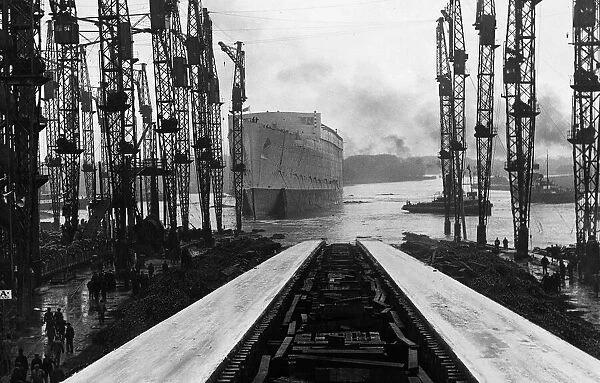 The Queen Mary ship being launched at John Brown shipyard in Clydebank September 1934