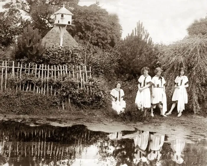 Framed Print : Queen Marys maids seen here in their bathing costumes at Barn House HRH Framed Print : Queen Marys maids seen here in their bathing costumes at Barn House HRH