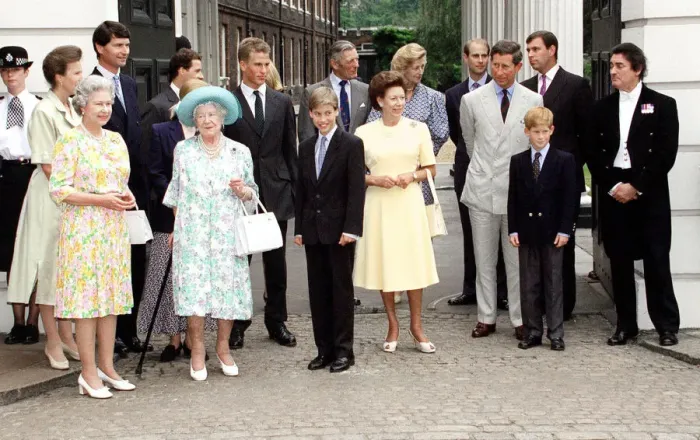 Framed Print : Queen Mother 94th birthday celebrations with other members of Royal family outside
