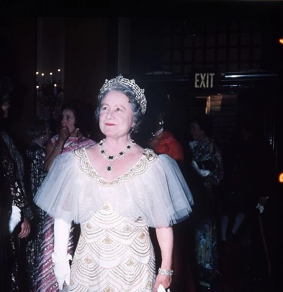 Queen Mother arrives at Covent Garden for gala performance of Carmen July 1973
