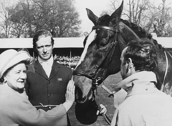 The Queen Mother at Badminton Horse Trials, 1970 with winner Richard Meade