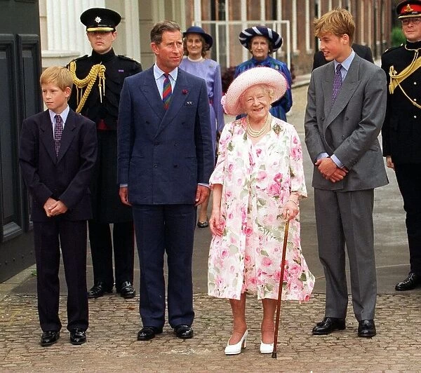 The Queen Mother celebrates 97th birthday August 1997 at Clarence House with Prince