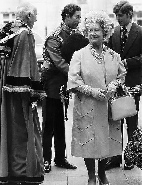 Queen Mother with grandsons Prince Charles and Prince Edward after a service of