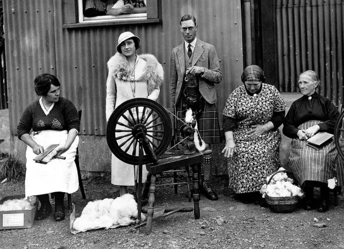 Framed Print : Queen Mother with King George VI 1937 spinning wheel