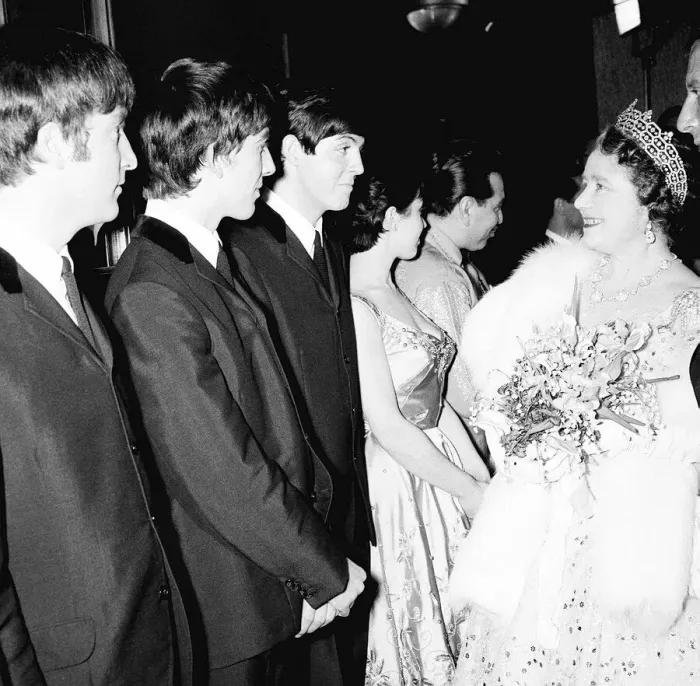 Framed Print : Queen Mother meets The Beatles at Royal Variety Performance at The Prince of Wales Framed Print : Queen Mother meets The Beatles at Royal Variety Performance at The Prince of Wales
