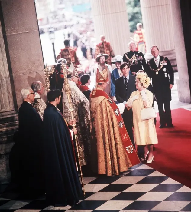 Framed Print : Queen Mother and Prince Andrew at Silver Jubilee Day 1977 with Archbishop of Framed Print : Queen Mother and Prince Andrew at Silver Jubilee Day 1977 with Archbishop of