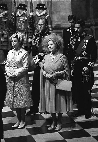 The Queen Mother in St Pauls Cathedral for the Thanksgiving Service with other members of