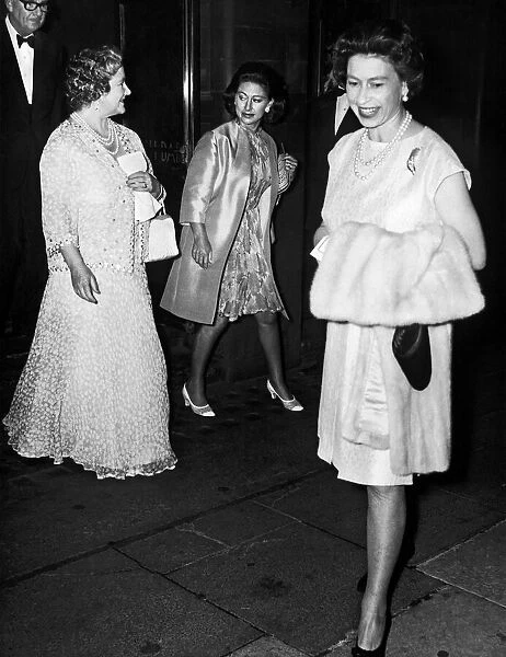 The Queen, Princess Margaret and The Queen Mother at The Palace Theatre, London