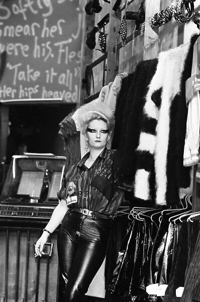 Queen of Punk Rockers, Pamela Rooke aka Jordan at 'Sex'shop on the Kings Road