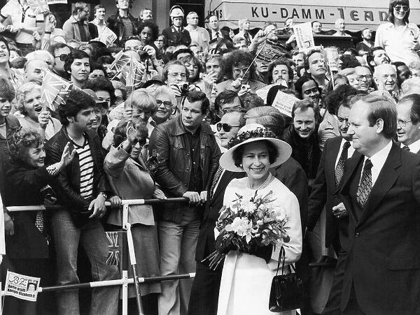 The Queen during her state visit to West Germany is seen here during a walk-about along