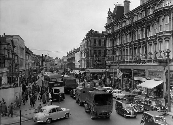Queen Street, Cardiff, Wales. 30th May 1958