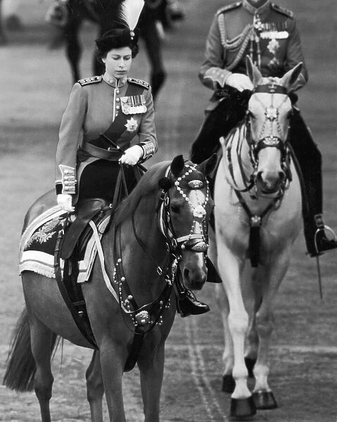 The Queen Trooping the Colour at Horse Guards Parade. 11th June 1953
