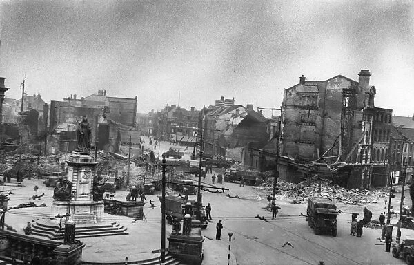 Queen Victoria Square, Hull, Yorkshire, after the Blitz raids of 8th and 9th of May 1941