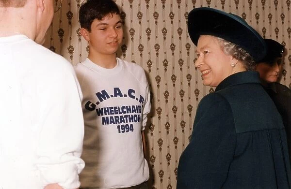 The Queen visits Manchester, 1st December 1994. Meeting members of GMACF