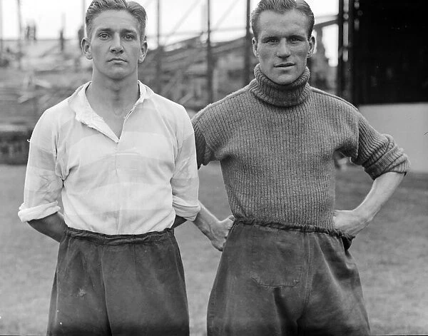 Queens Park Rangers footballers, A Stock (left) and R Swington August 1938