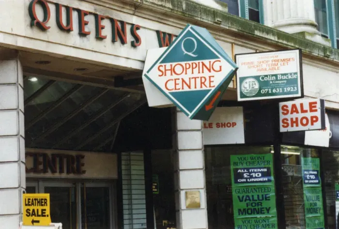 Framed Print : Queens West Shopping Centre, Queen Street, Cardiff City Centre, Cardiff, Glamorgan, Wales