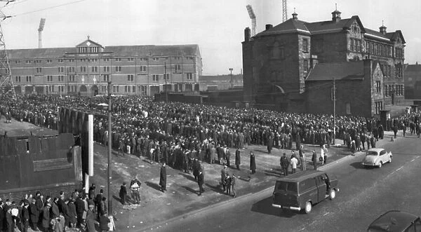 Queue outside Celtic Park where 30, 000 fans wait for tickets to the game against