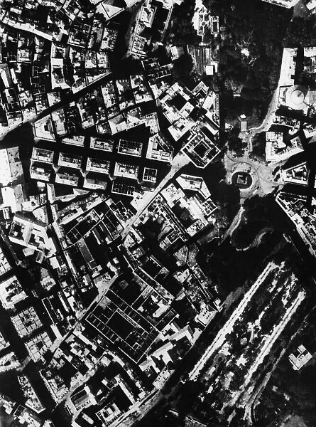 R. A. D. Raids on Genoa. The draughtboard effect of shadows falling inside roofless