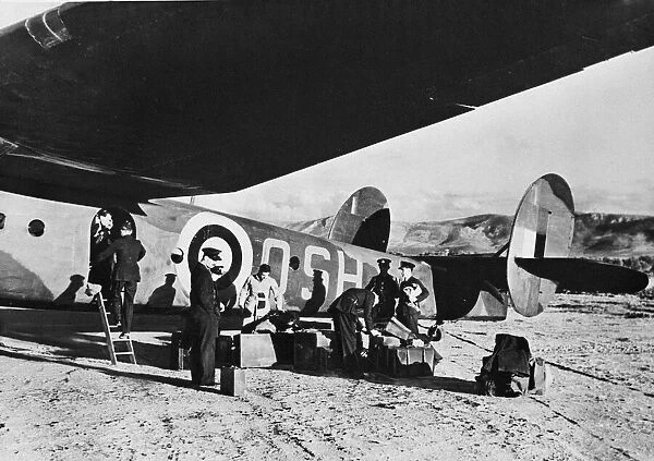 R. A. F in Greece. A British official photo of the R. A. F arriving in Greece, R. A
