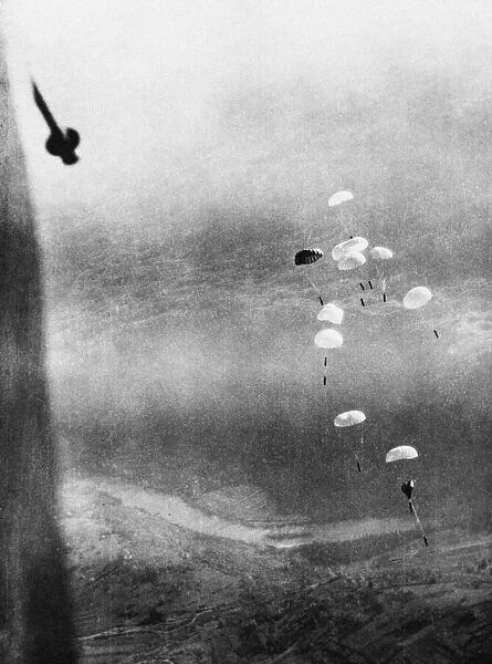 R. A. Fs Record Supply Drop to Yugoslav Partisans. Parachute borne supplies